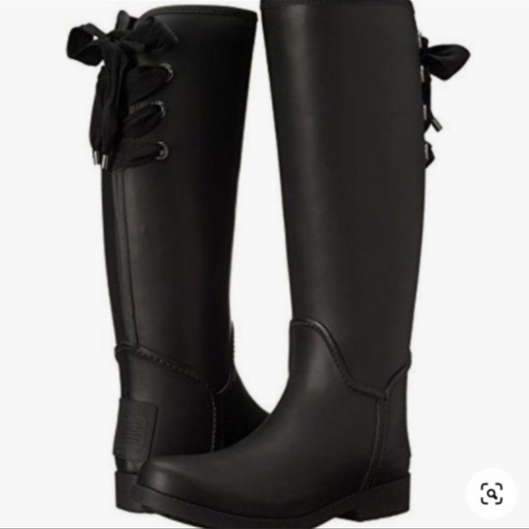 COACH tristee black waterproof tall boots sz 6M